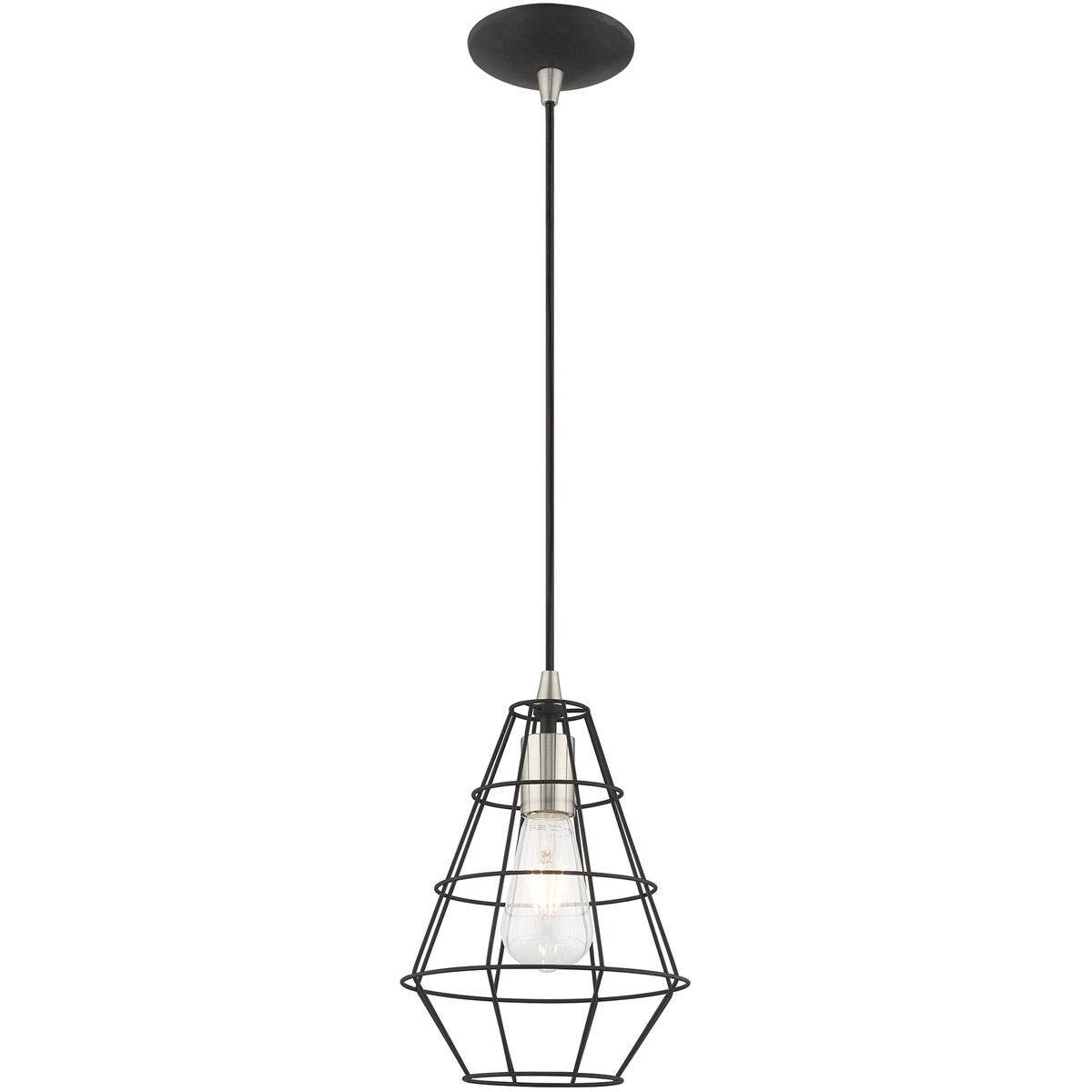 Geometric 1 Light 7.75 inch Black Mini Pendant Ceiling Light