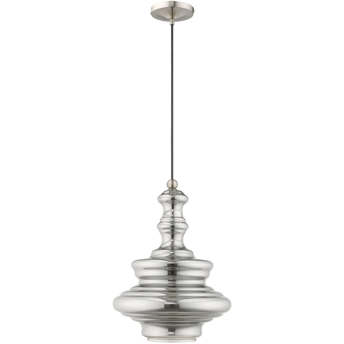 Art Glass 1 Light 12 inch Brushed Nickel Mini Pendant Ceiling Light