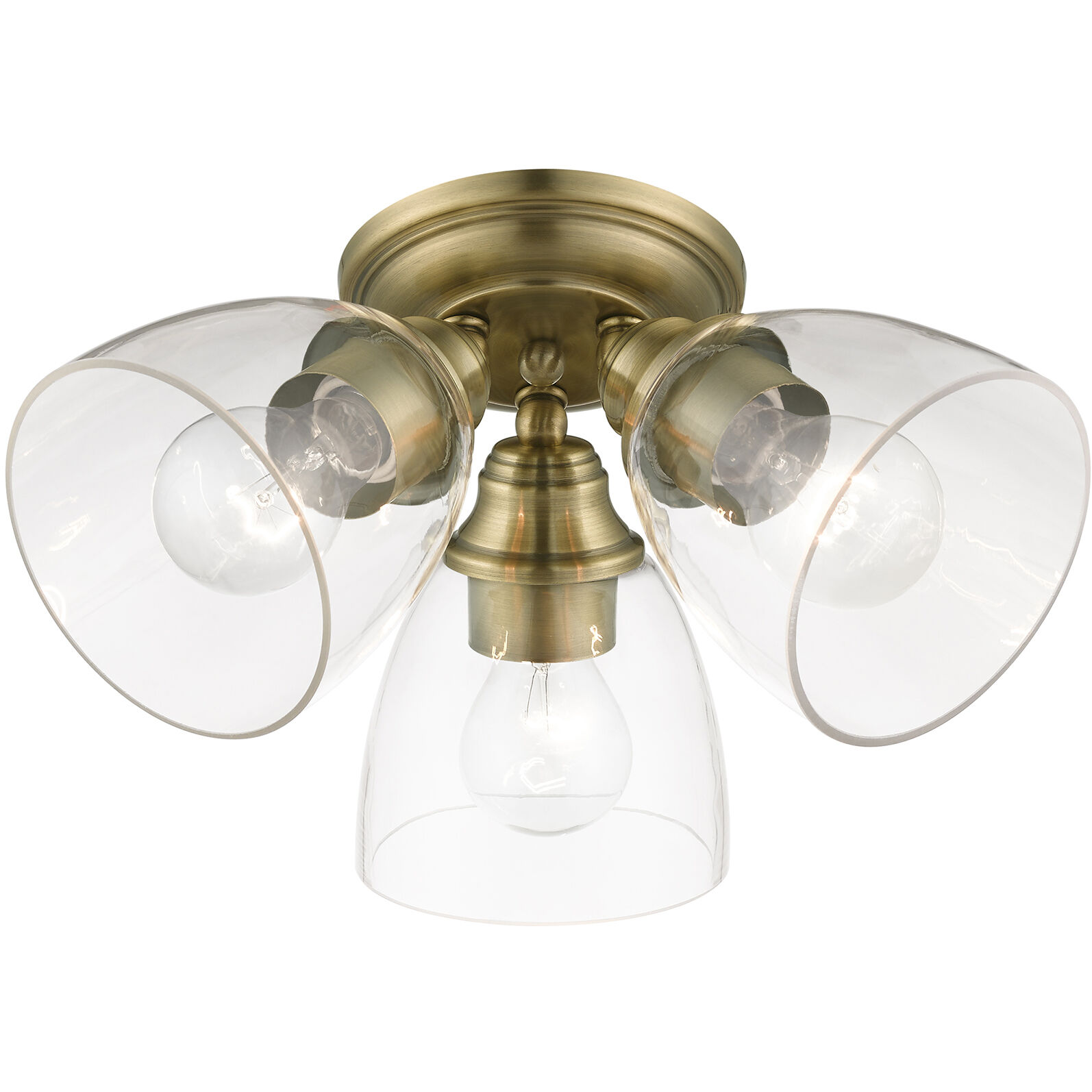 Montgomery 3 Light 14 inch Antique Brass Semi-Flush Ceiling Light