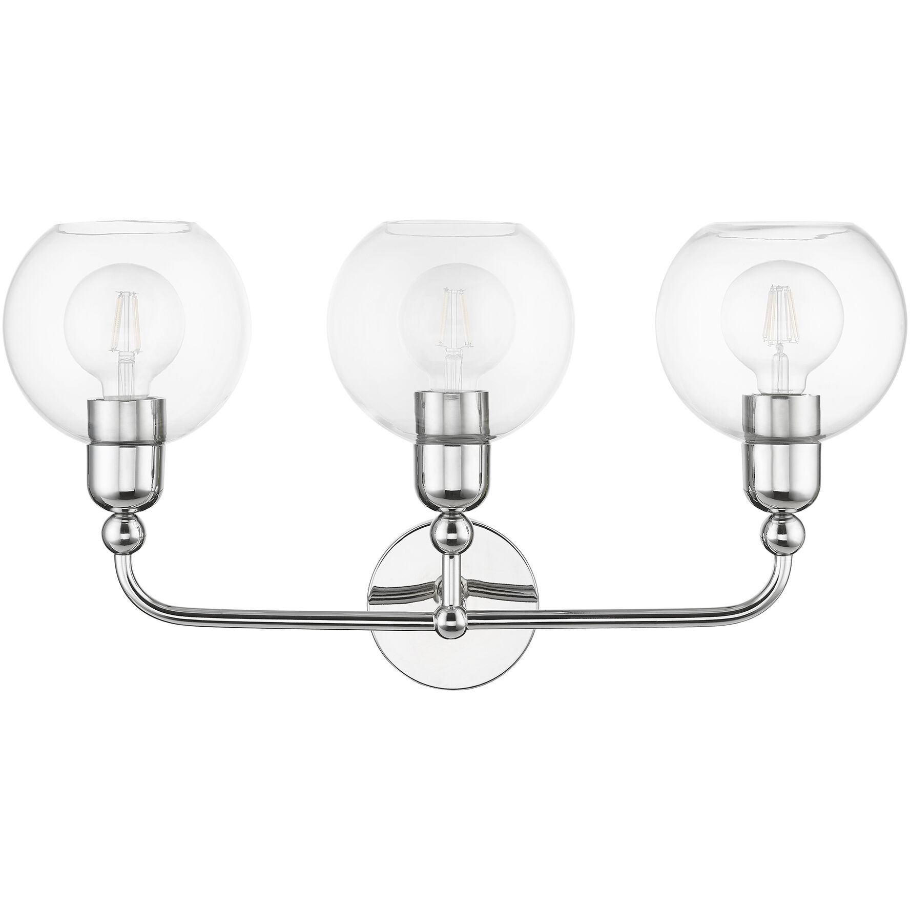 Downtown 3 Light 24 inch Polished Chrome Vanity Sconce Wall Light, Sphere