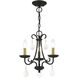Daphne 3 Light 13.88 inch Black with Antique Brass Finish Accents Mini Chandelier Ceiling Light in Black with Antique Brass Accents