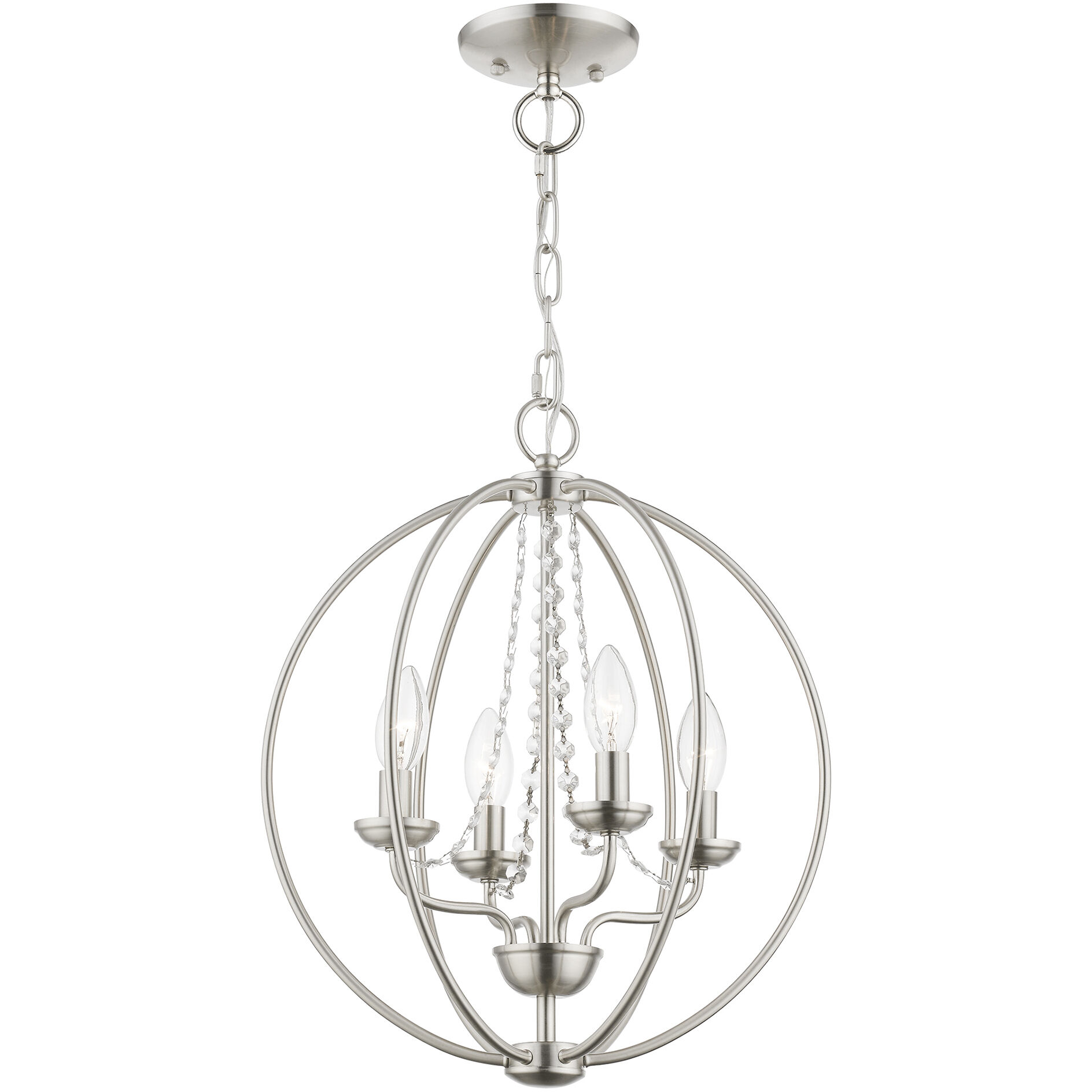 Arabella 4 Light 15 inch Brushed Nickel Convertible Chandelier/ Semi-Flush Ceiling Light, Globe