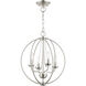 Arabella 4 Light 15 inch Brushed Nickel Convertible Chandelier/ Semi-Flush Ceiling Light, Globe