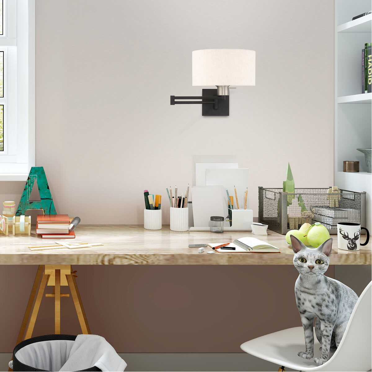 Allison 24 inch 100.00 watt Black Swing Arm Wall Lamp Wall Light