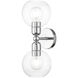 Downtown 2 Light 7 inch Polished Chrome Vanity Sconce Wall Light, Sphere