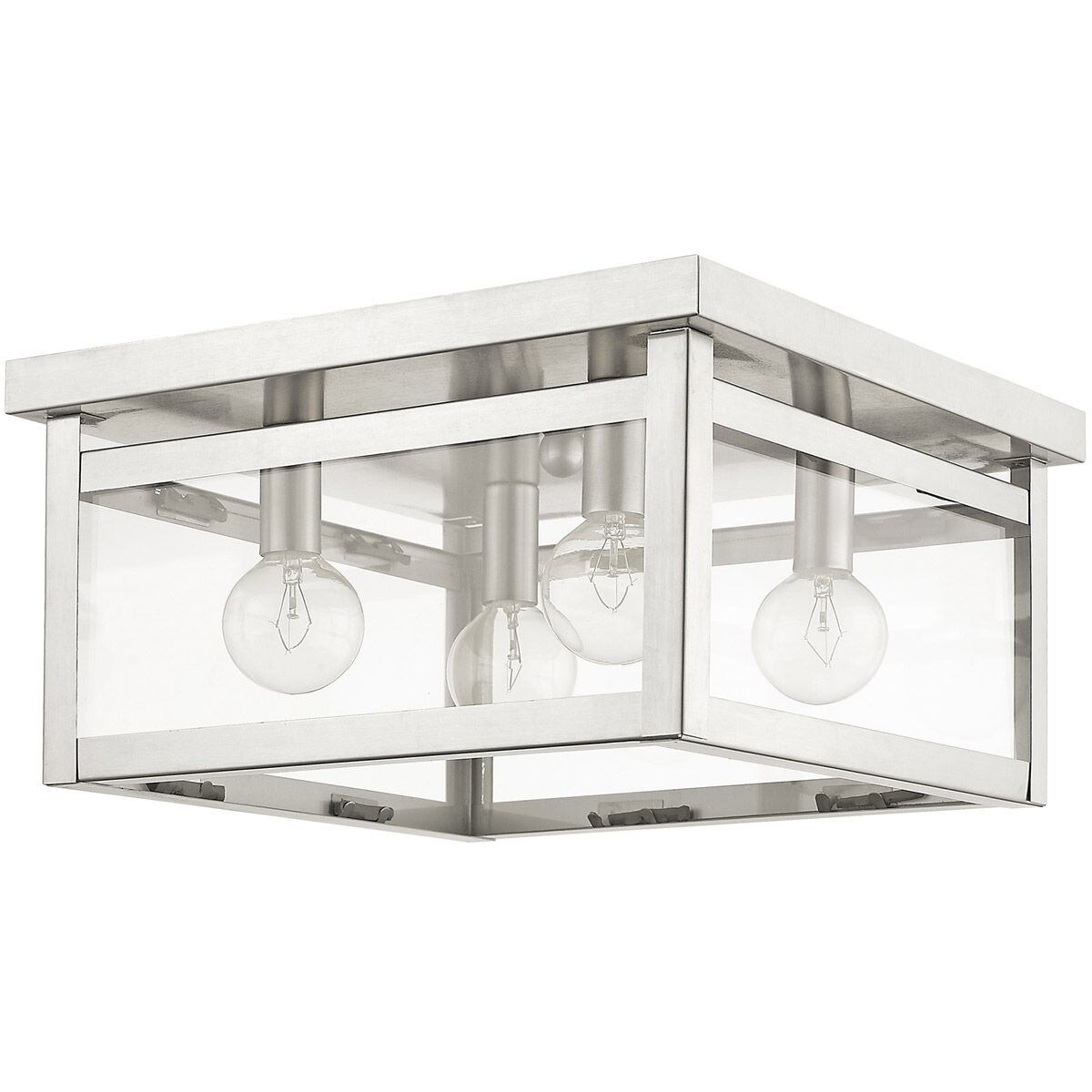 Milford 4 Light 11 inch Brushed Nickel Flush Mount Ceiling Light