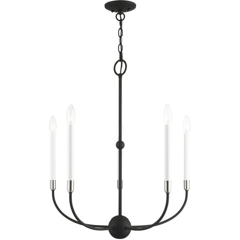 Clairmont 5 Light 24 inch Black with Brushed Nickel Accents Chandelier Ceiling Light