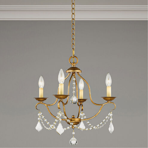 Chesterfield 4 Light 18 inch Antique Gold Leaf Mini Chandelier Ceiling Light