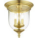Legacy 3 Light 11.5 inch Polished Brass Flush Mount Ceiling Light