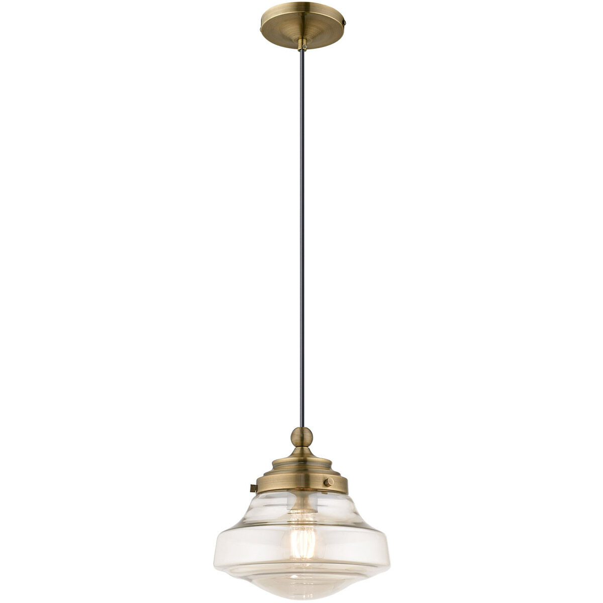 Art Glass 1 Light 9 inch Antique Brass Mini Pendant Ceiling Light