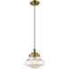 Art Glass 1 Light 9 inch Antique Brass Mini Pendant Ceiling Light