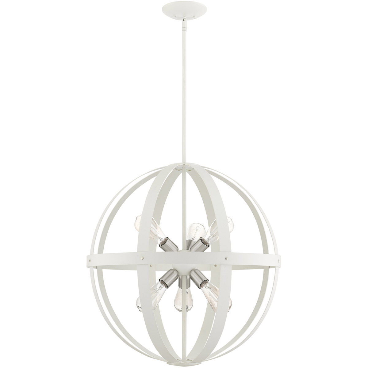 Stoneridge 6 Light 24 inch Textured White with Brushed Nickel Finish Cluster Pendant Chandelier Ceiling Light