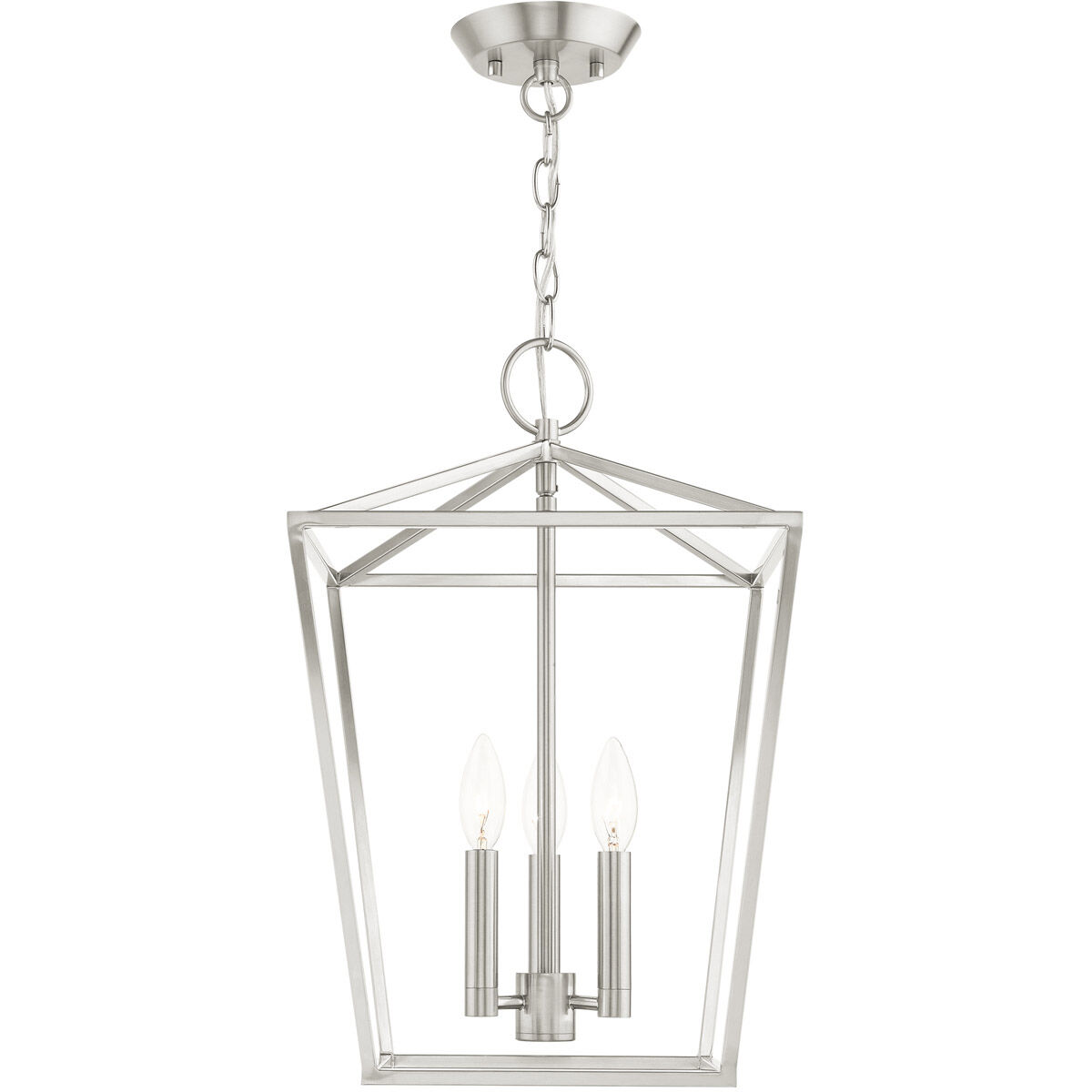Devone 3 Light 13 inch Brushed Nickel Convertible Semi Flush/Lantern Ceiling Light