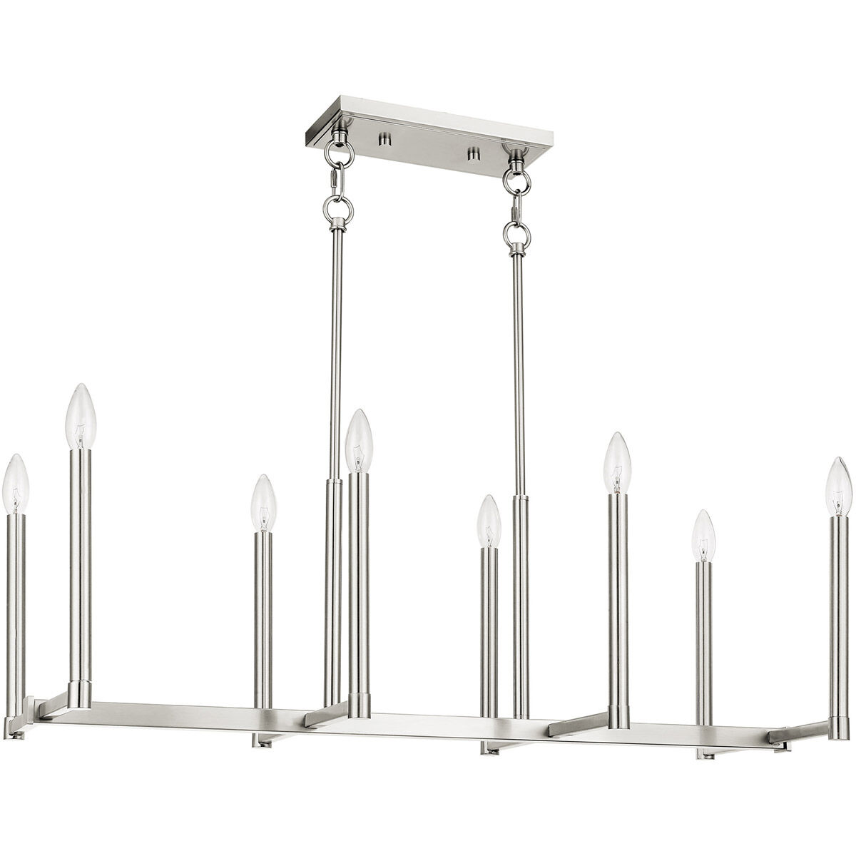 Alpine 8 Light 37 inch Brushed Nickel Linear Chandelier Ceiling Light