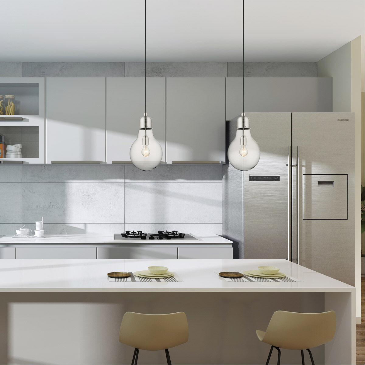 Pendants 1 Light 8 inch Brushed Nickel Pendant Ceiling Light