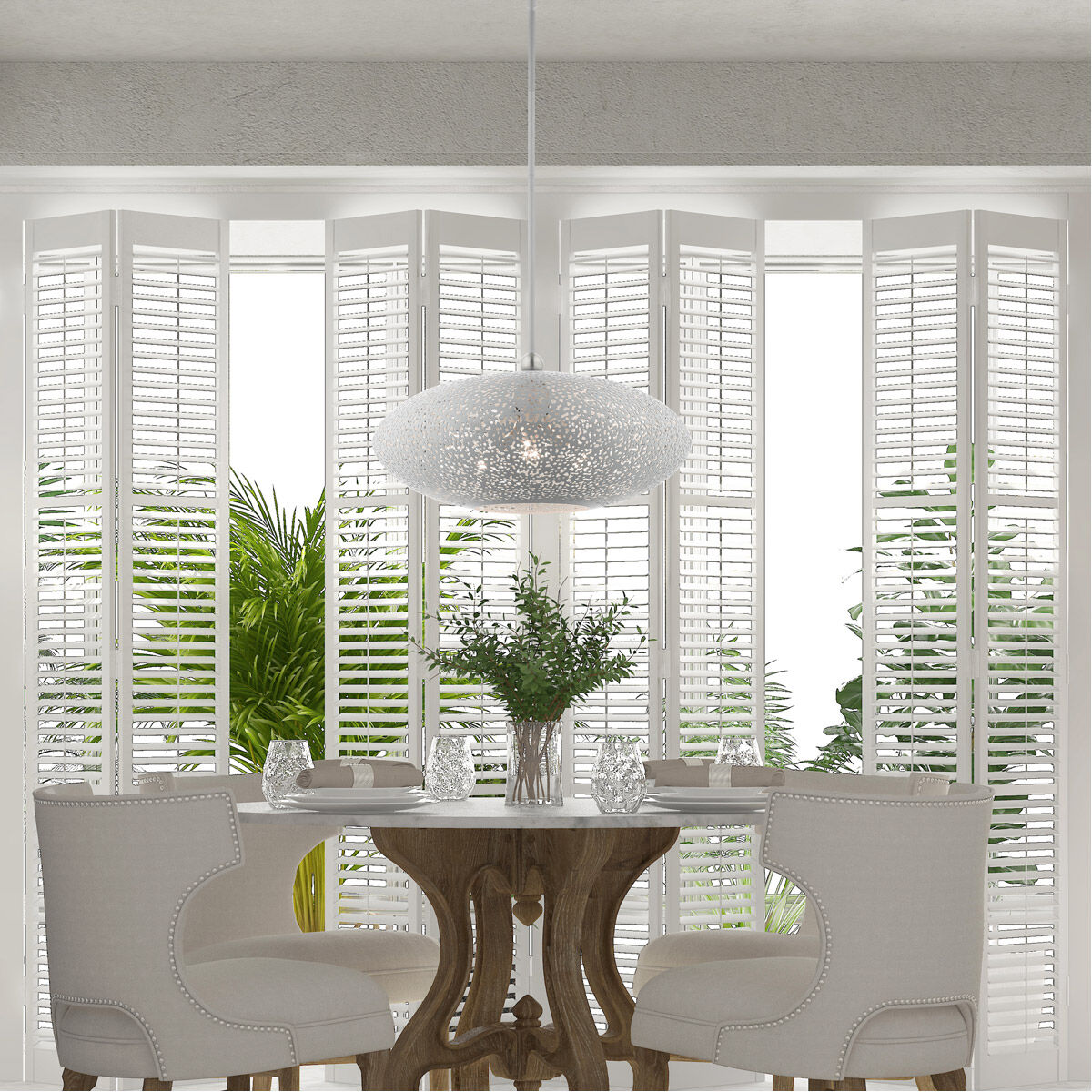 Charlton 3 Light 20 inch White with Brushed Nickel Accents Pendant Ceiling Light