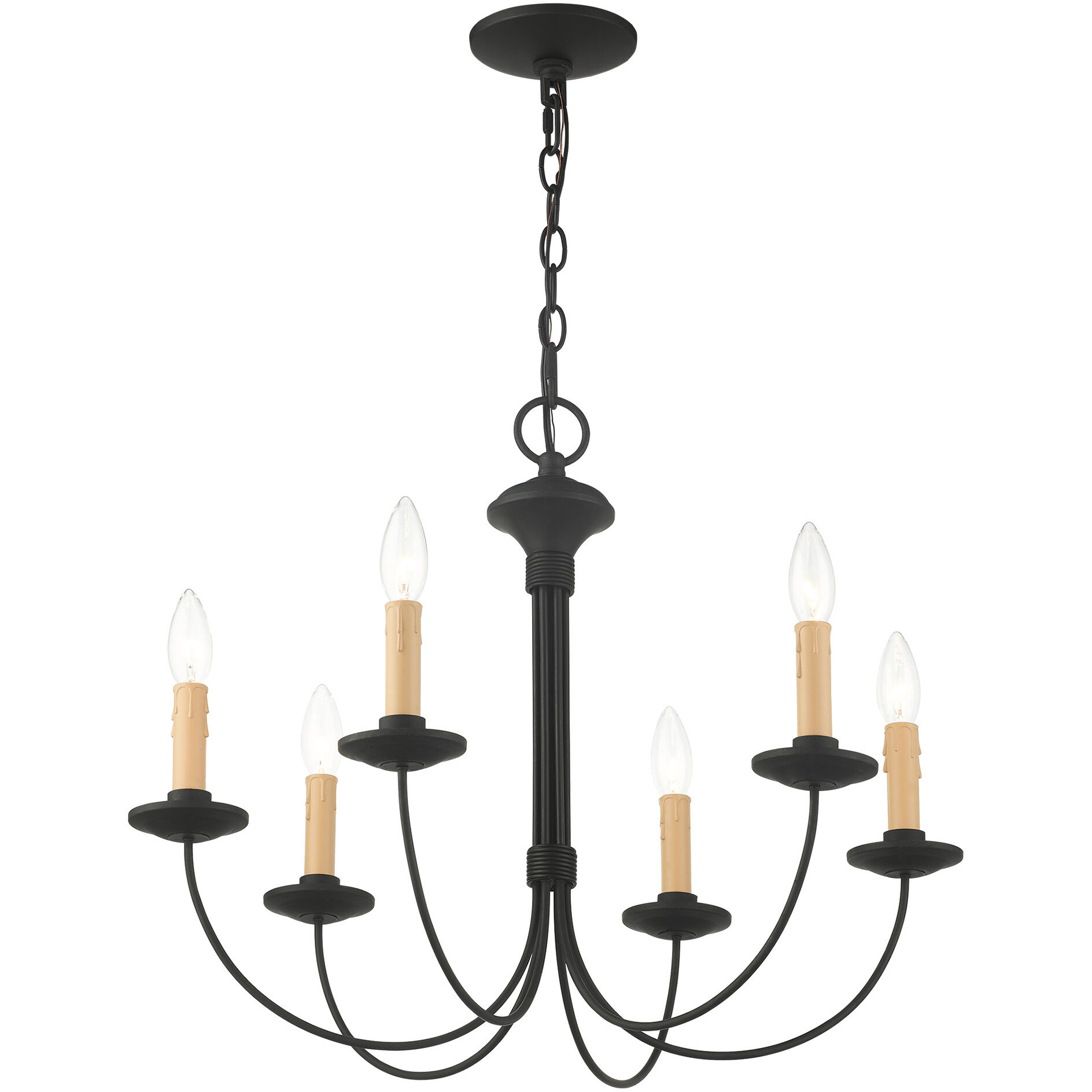 Heritage 6 Light 23 inch Black Chandelier Ceiling Light