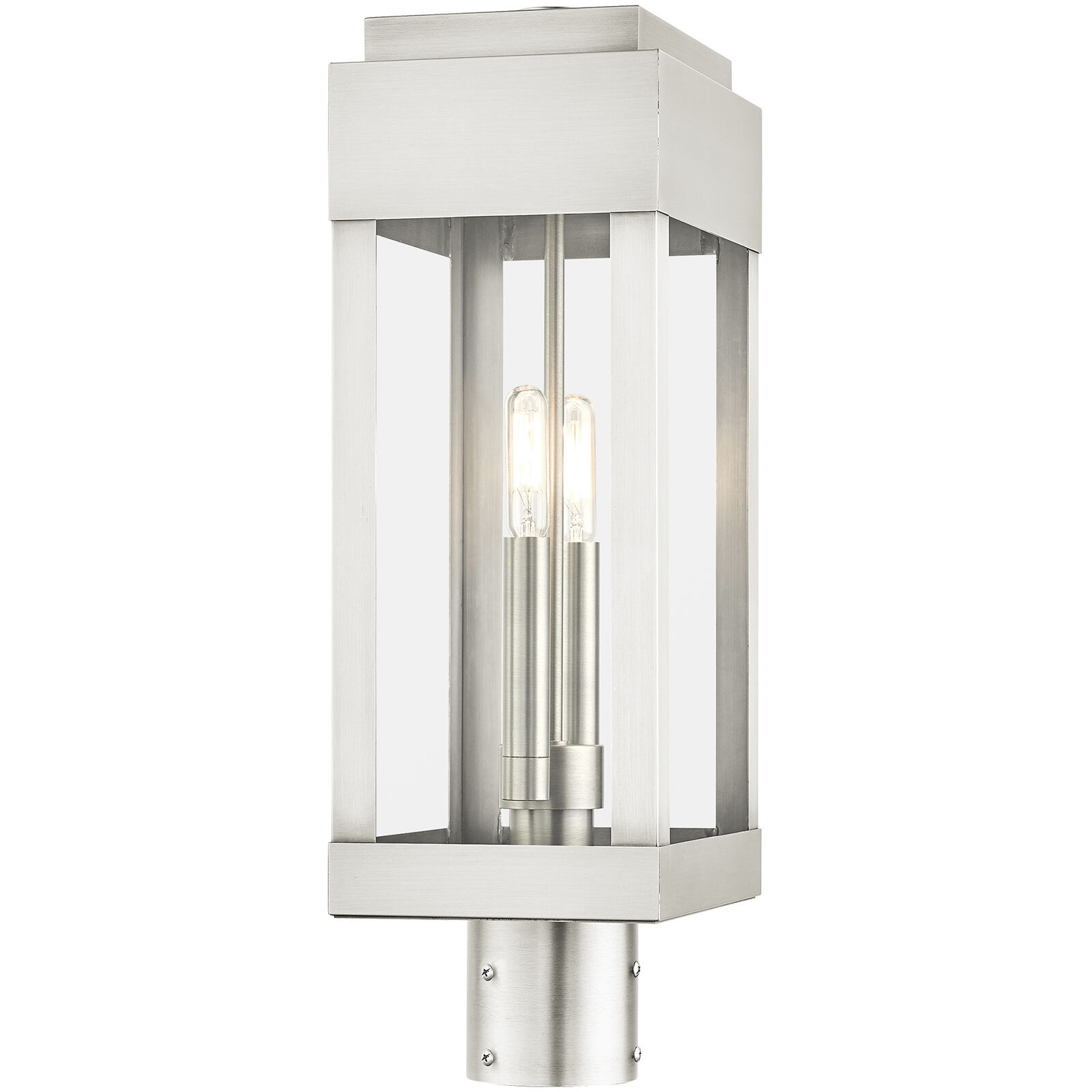 York 2 Light 20 inch Brushed Nickel Outdoor Post Top Lantern