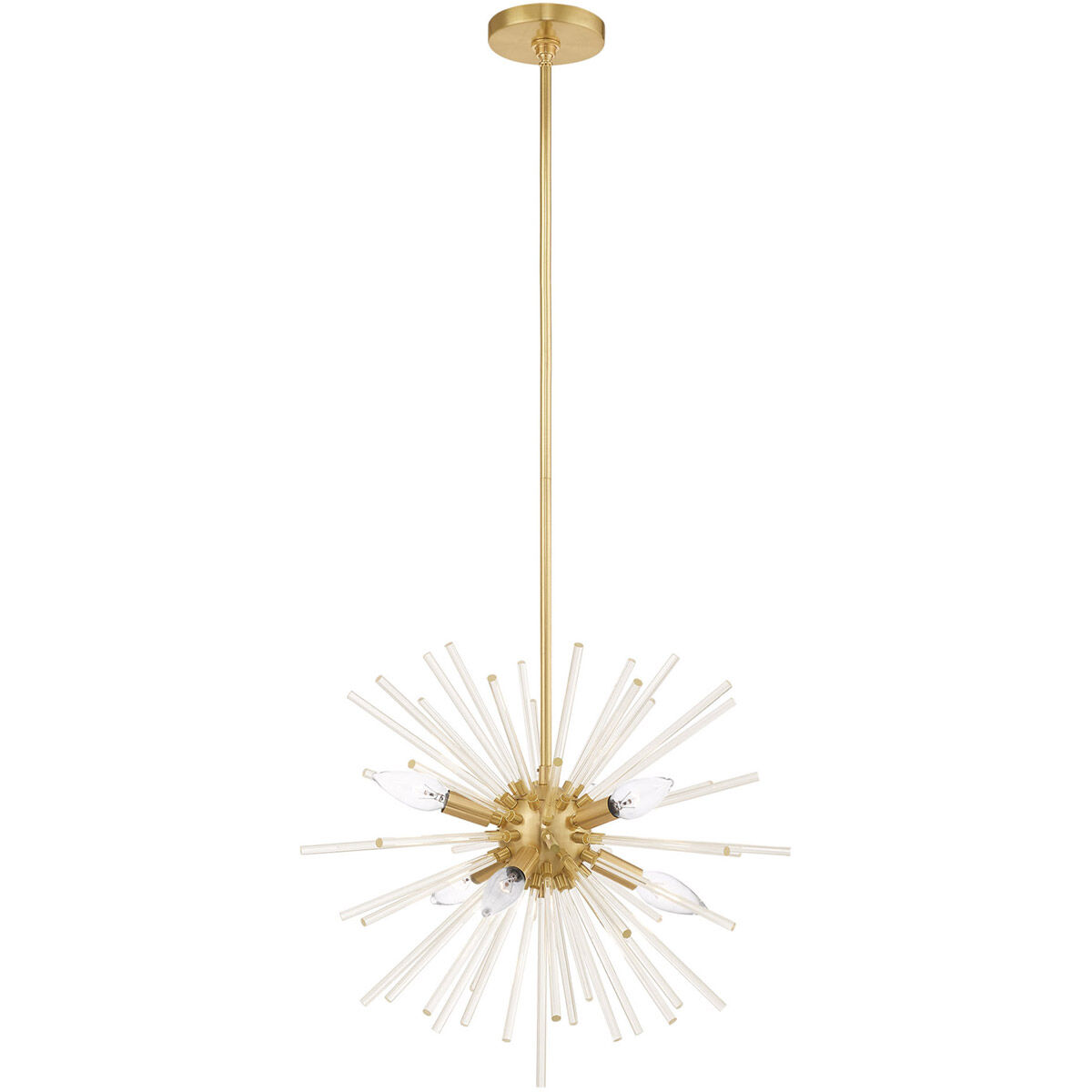 Utopia 6 Light 20 inch Satin Brass Pendant Chandelier Ceiling Light