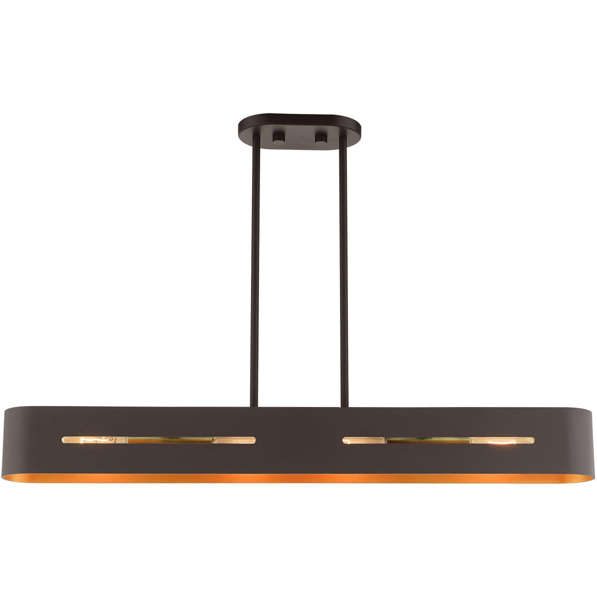 Ravena 4 Light 36 inch Bronze with Antique Brass Accents Linear Chandelier Ceiling Light