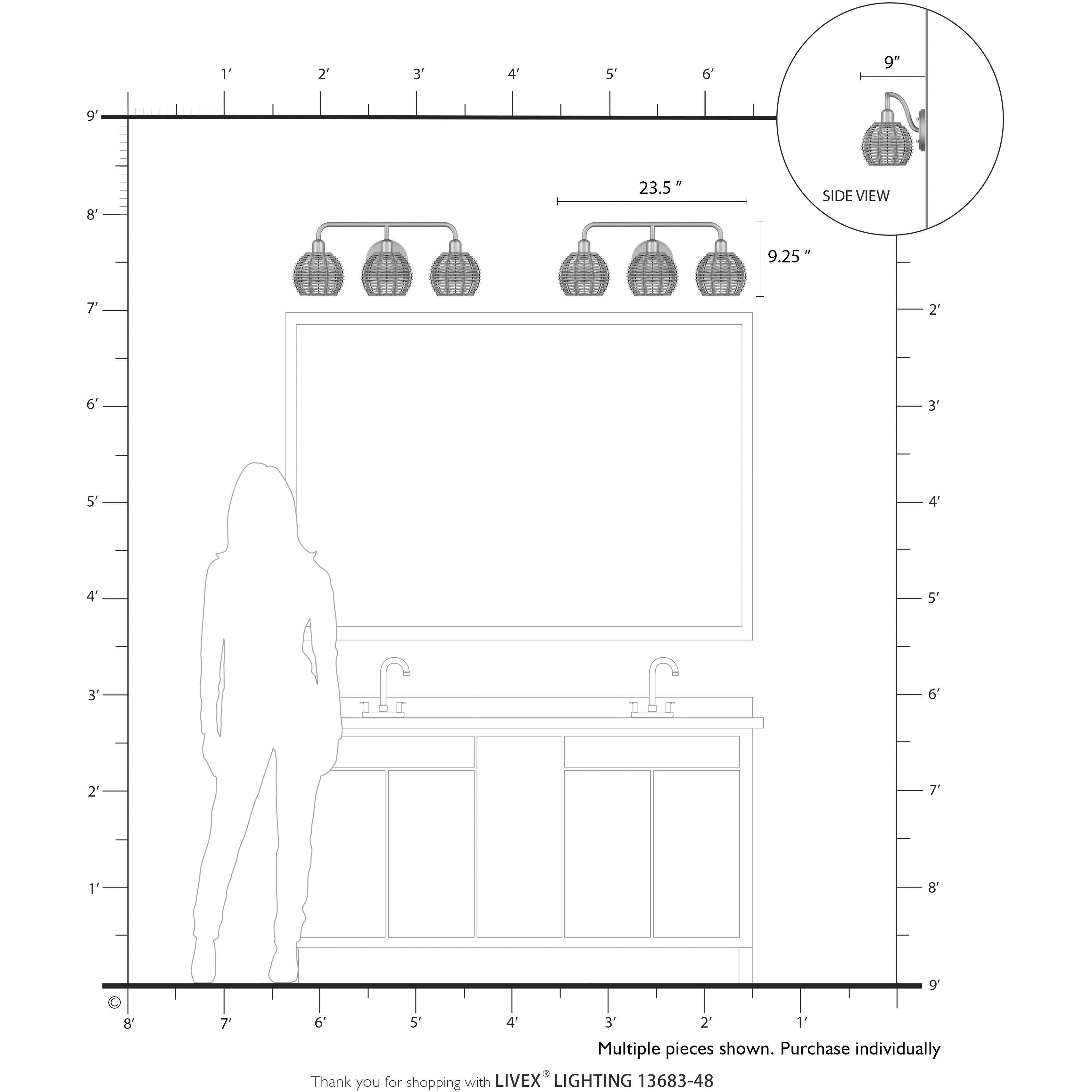 Summervine 3 Light 23.5 inch Antique Gold Leaf Vanity Wall Sconce Wall Light