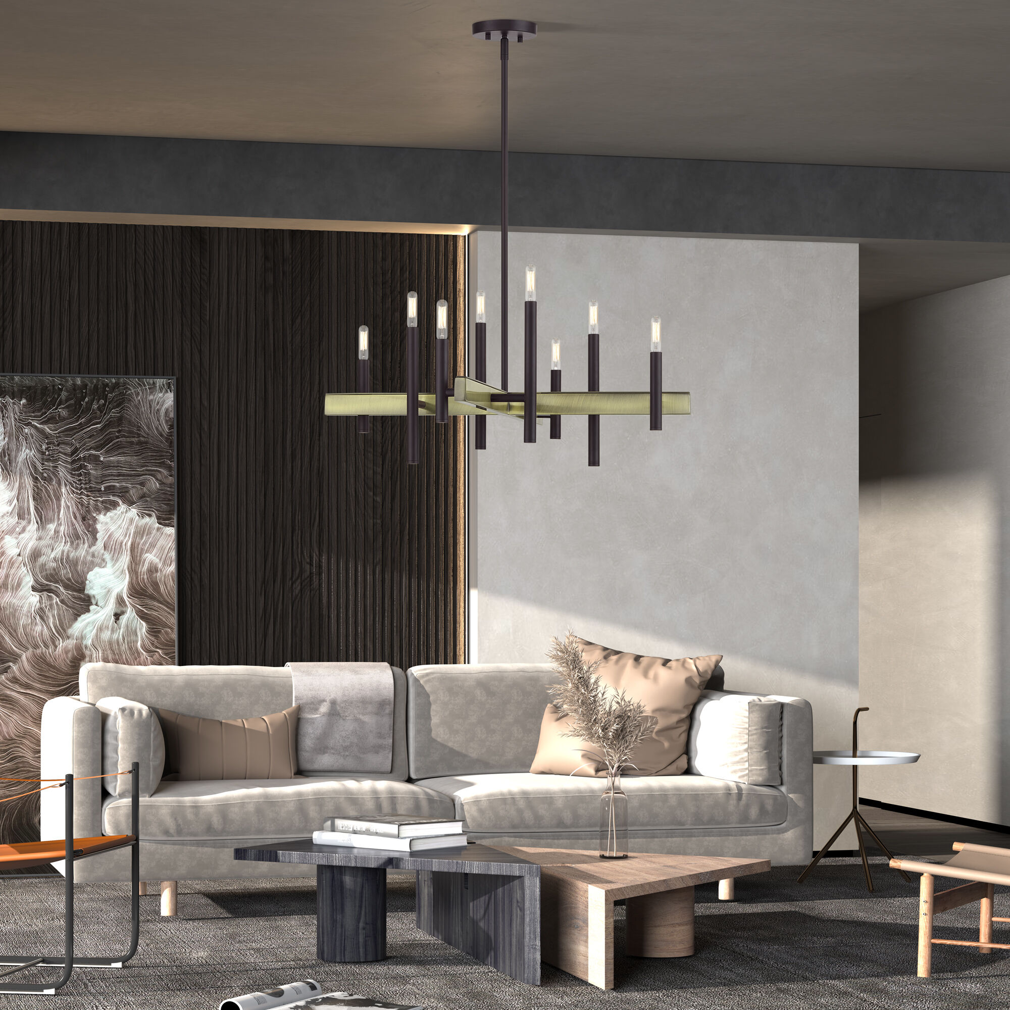 Denmark 8 Light 28 inch Bronze with Antique Brass Accents Chandelier Ceiling Light