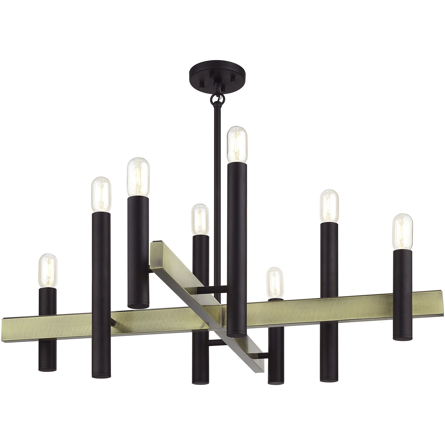 Helsinki 8 Light 38 inch Bronze with Antique Brass Accents Chandelier Ceiling Light