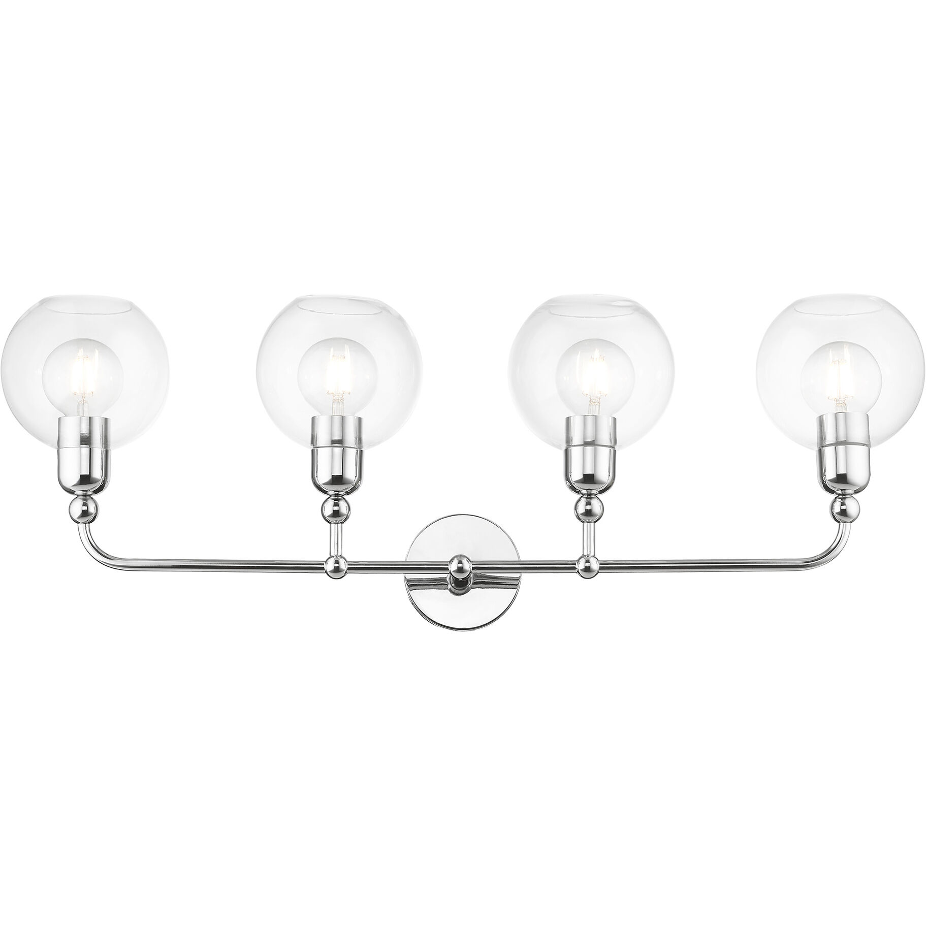 Downtown 4 Light 36 inch Polished Chrome Vanity Sconce Wall Light, Large, Sphere