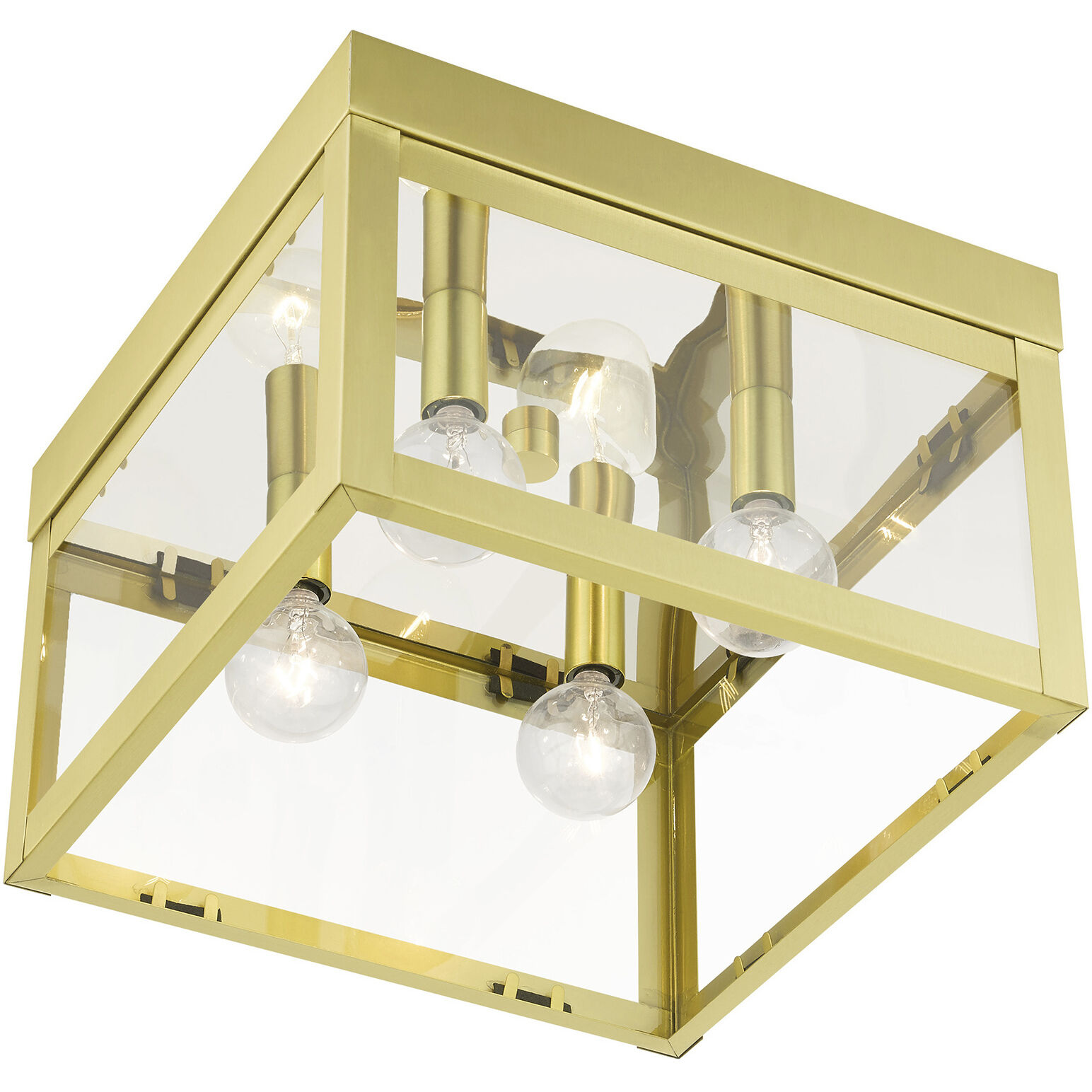 Nyack 4 Light 11 inch Satin Brass Flush Mount Ceiling Light