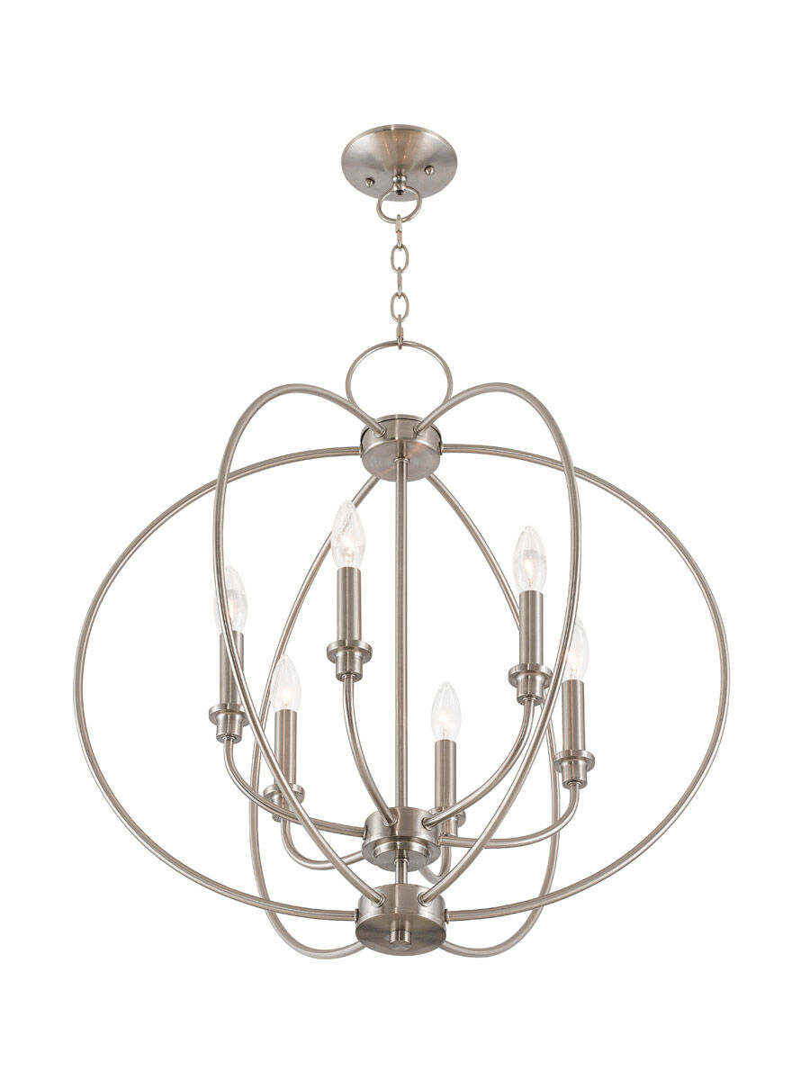 Milania 6 Light 25 inch Brushed Nickel Chandelier Ceiling Light