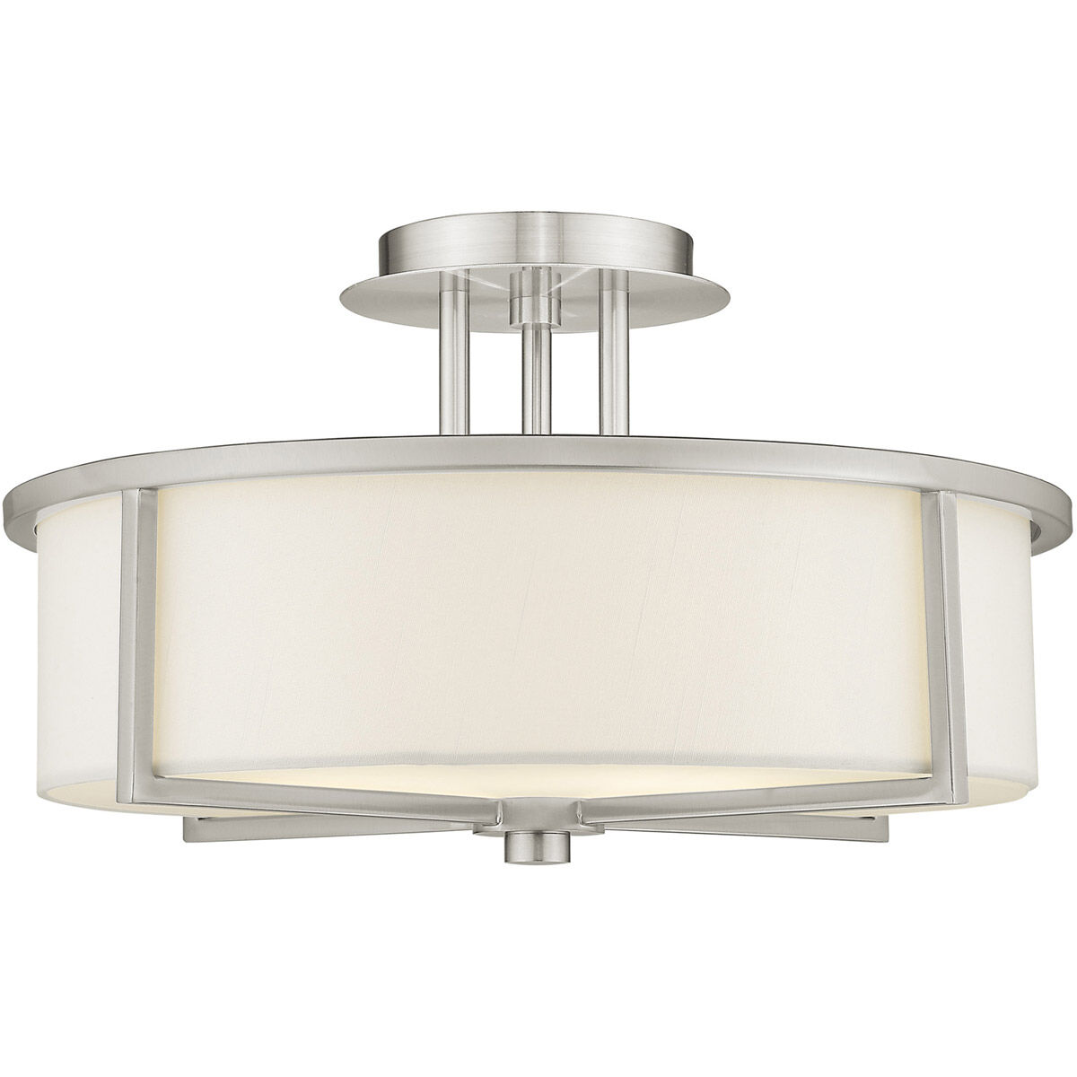 Wesley 3 Light 16 inch Brushed Nickel Semi-Flush Mount Ceiling Light