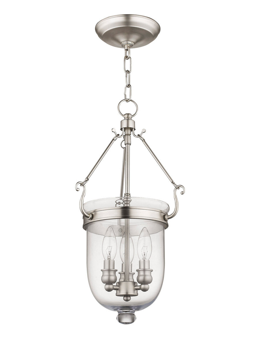 Jefferson 3 Light 10 inch Brushed Nickel Chain Lantern