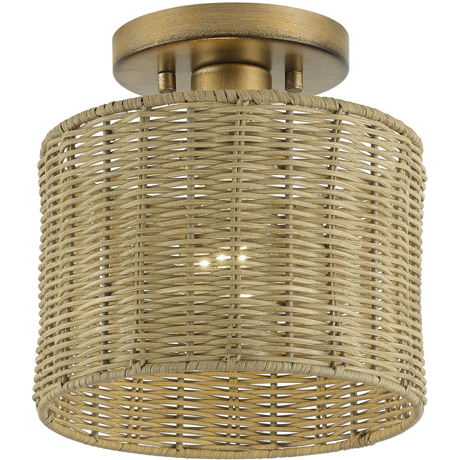 Weavington 1 Light 8.5 inch Antique Gold Leaf Semi Flush Mount Ceiling Light, Small