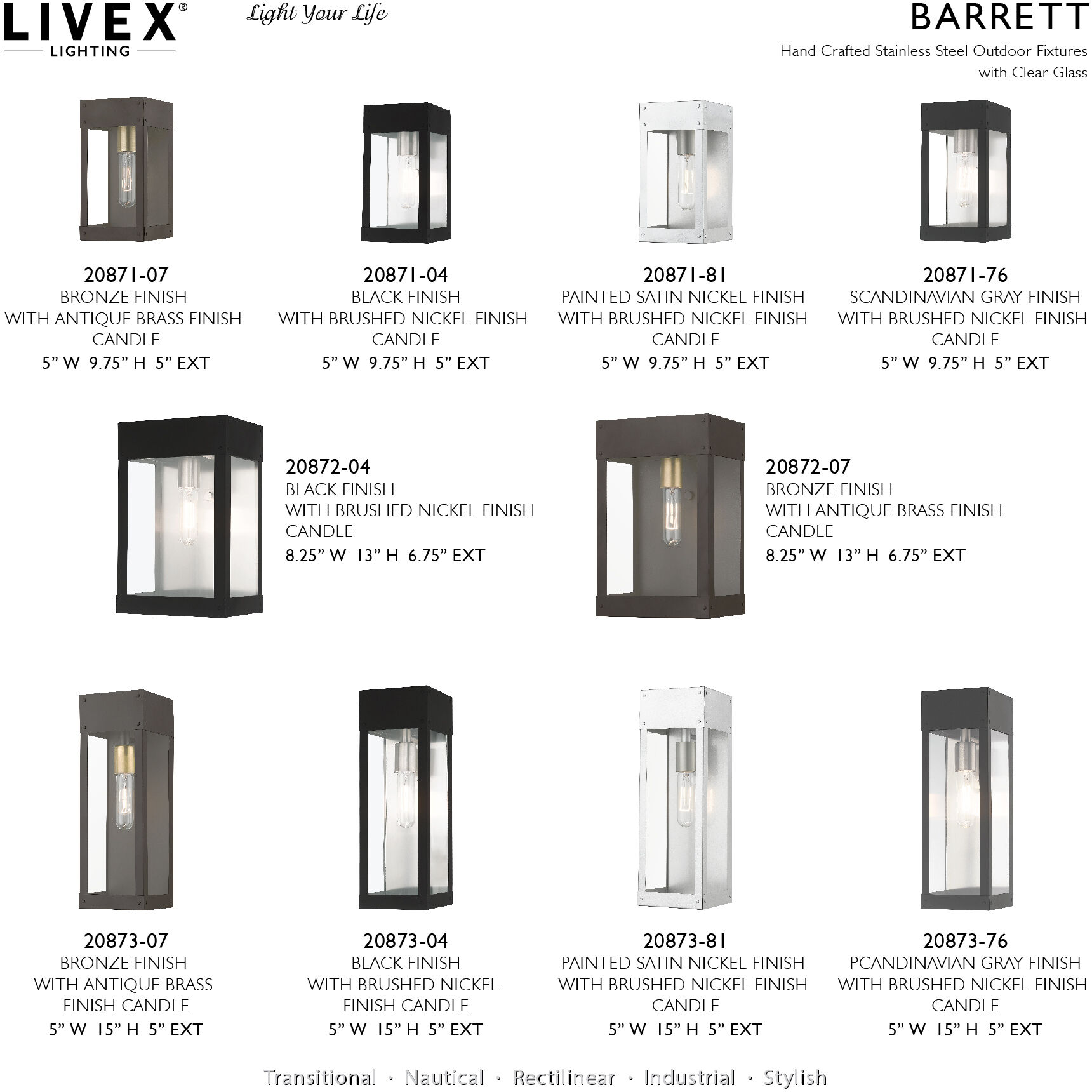 Barrett 1 Light 10 inch Scandinavian Gray Outdoor Wall Lantern