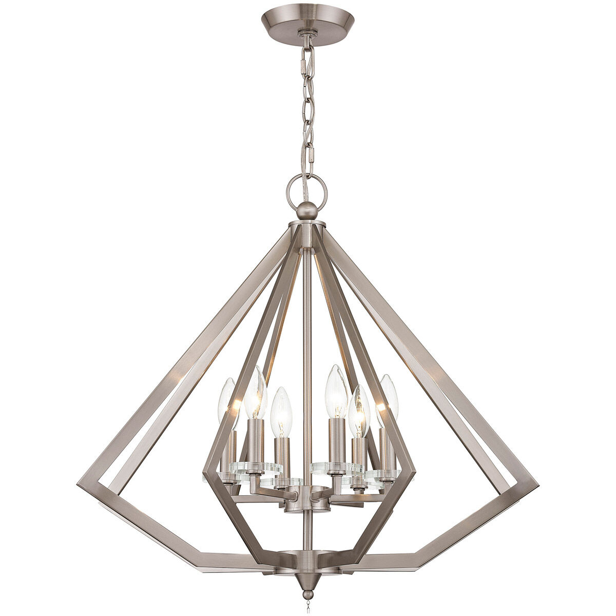 Diamond 6 Light 25 inch Brushed Nickel Chandelier Ceiling Light