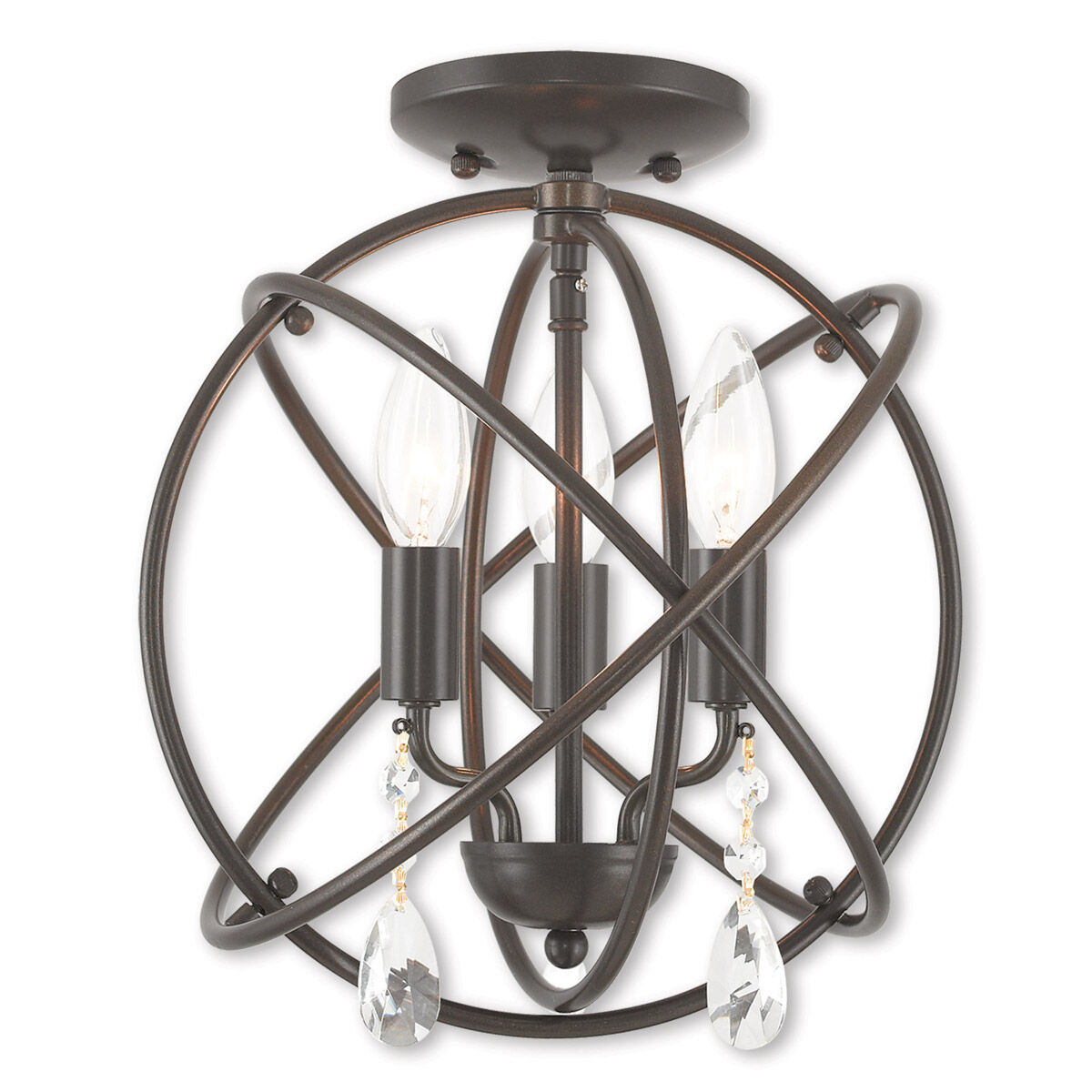 Aria 3 Light 12 inch English Bronze Convertible Mini Chandelier/Ceiling Mount Ceiling Light