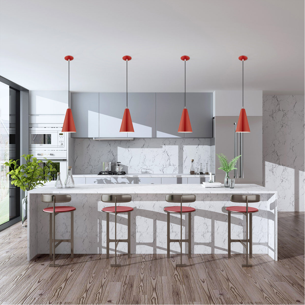 Allison 1 Light 7 inch Shiny Red Mini Pendant Ceiling Light