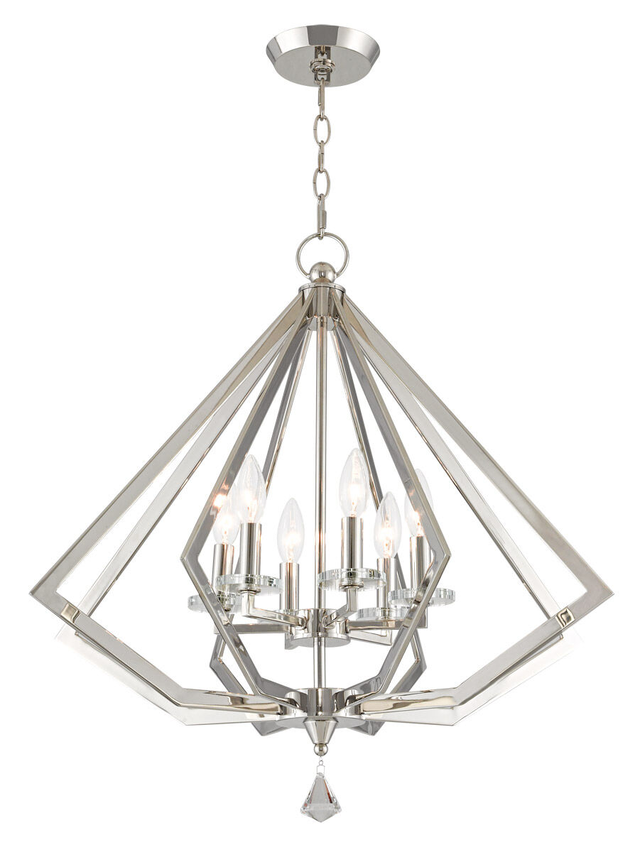 Diamond 6 Light 25 inch Polished Nickel Chandelier Ceiling Light