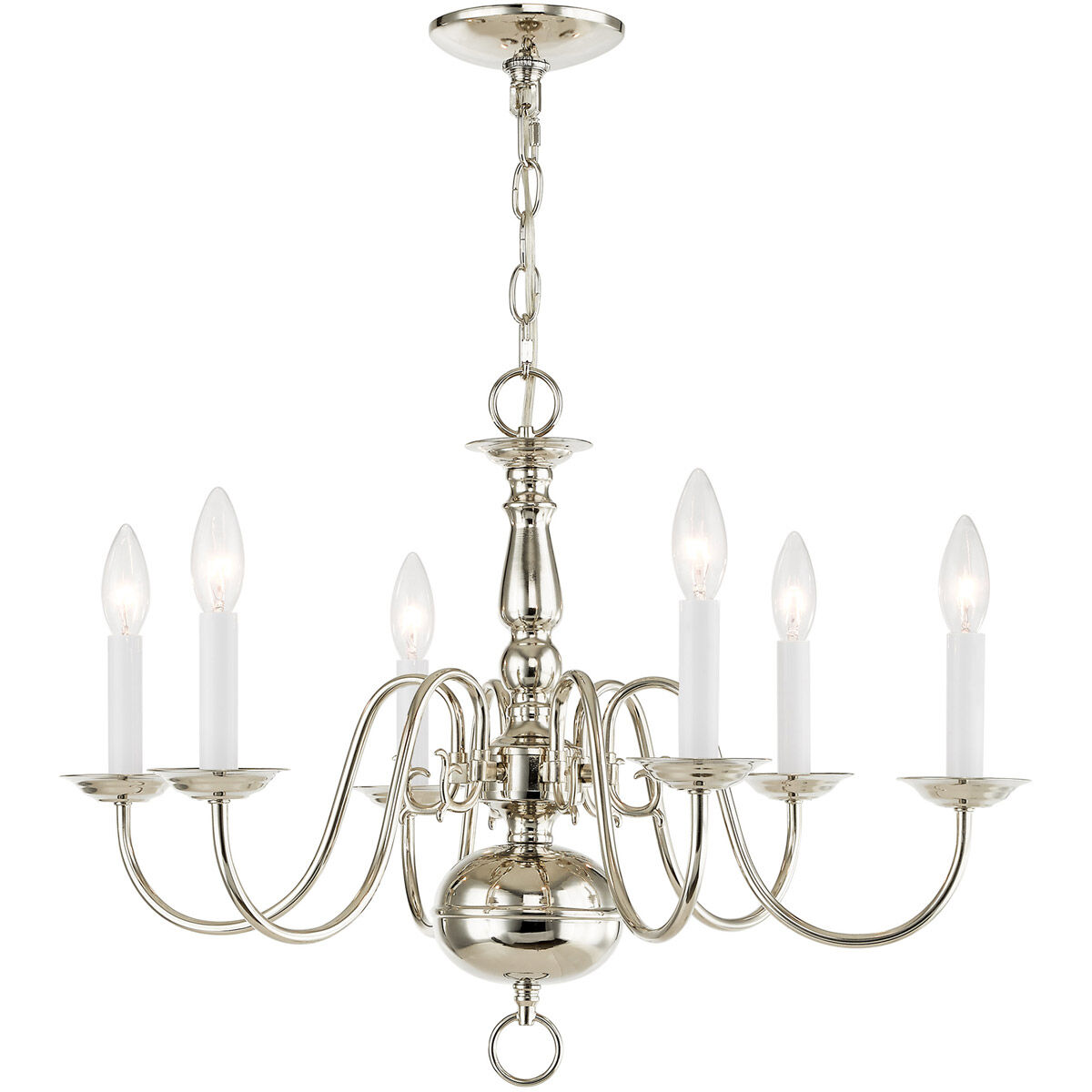 Williamsburgh 6 Light 24 inch Polished Nickel Chandelier Ceiling Light