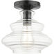 Everett 1 Light 9 inch Shiny Black with Chrome Finish Accents Semi-Flush Ceiling Light