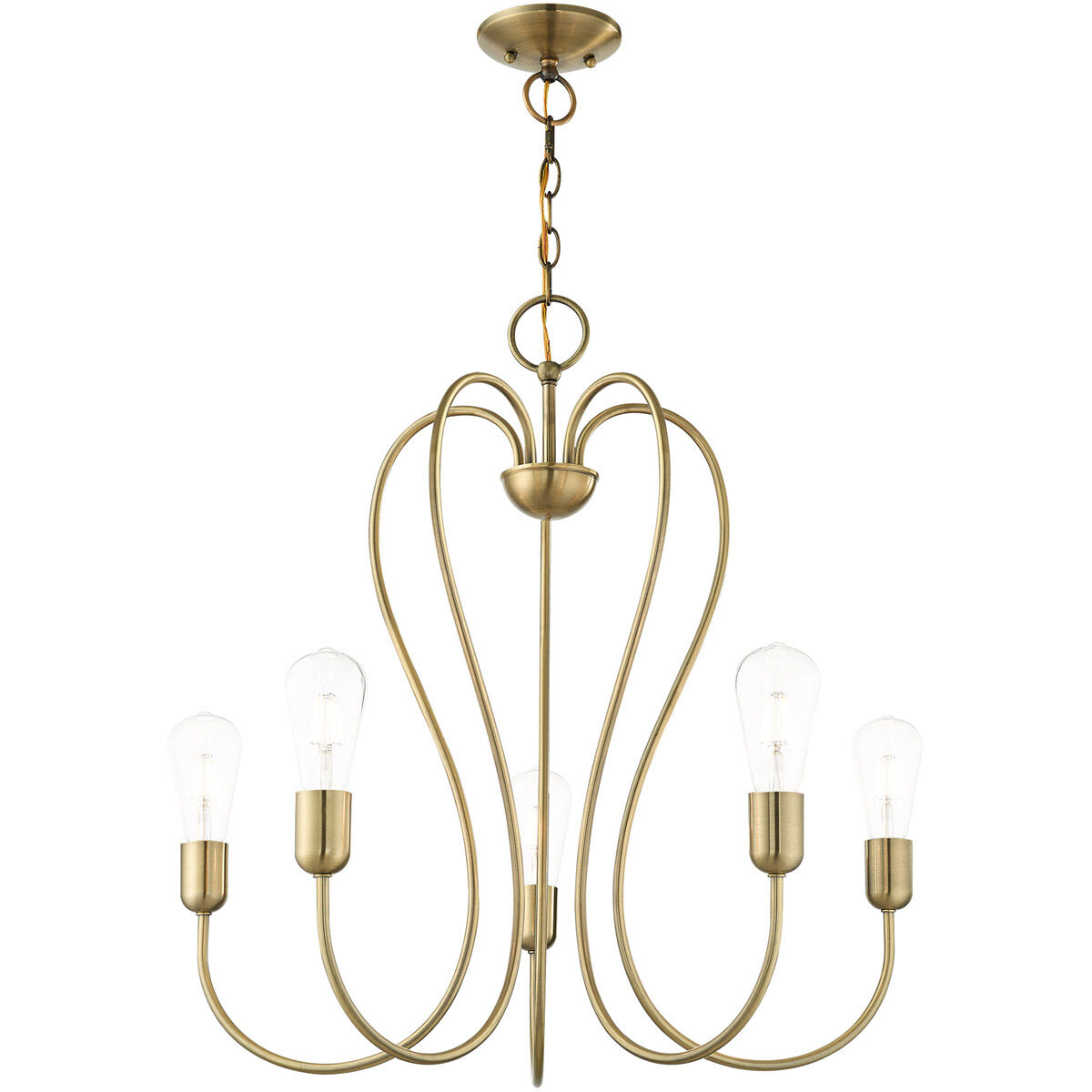 Lucerne 5 Light 24 inch Antique Brass Chandelier Ceiling Light