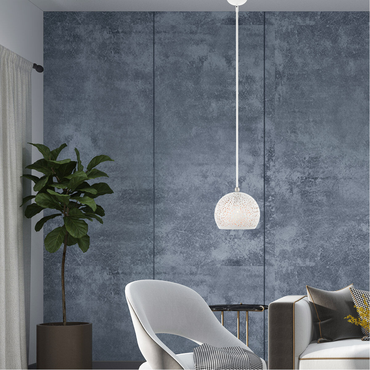 Charlton 1 Light 9.88 inch White with Brushed Nickel Accents Pendant Ceiling Light