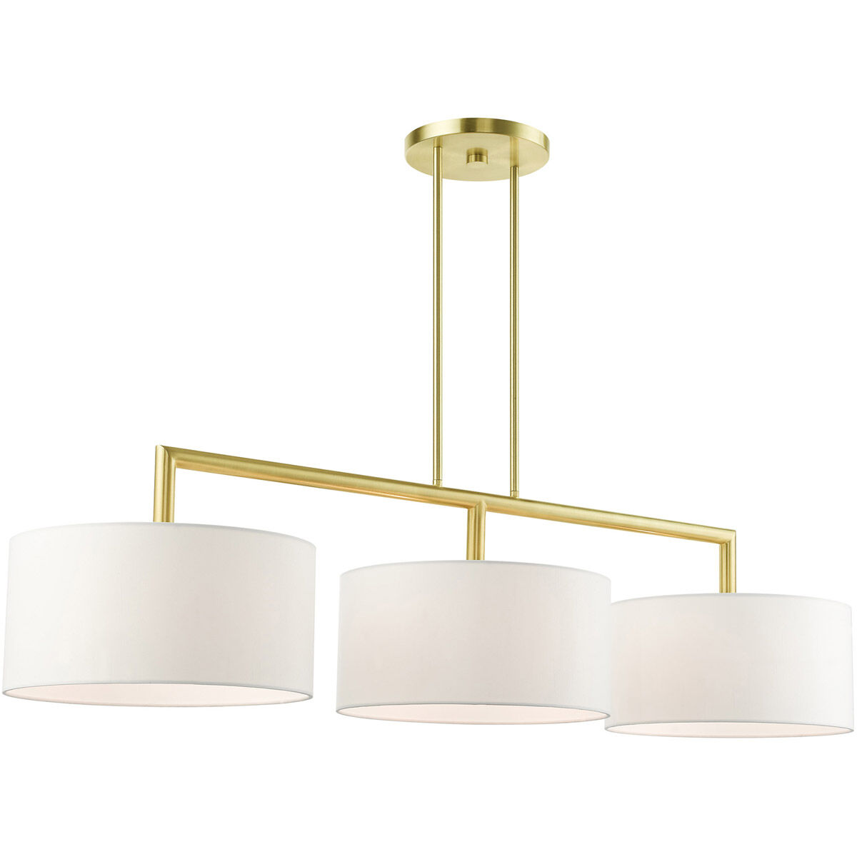 Meridian 3 Light 51 inch Satin Brass Linear Chandelier Ceiling Light