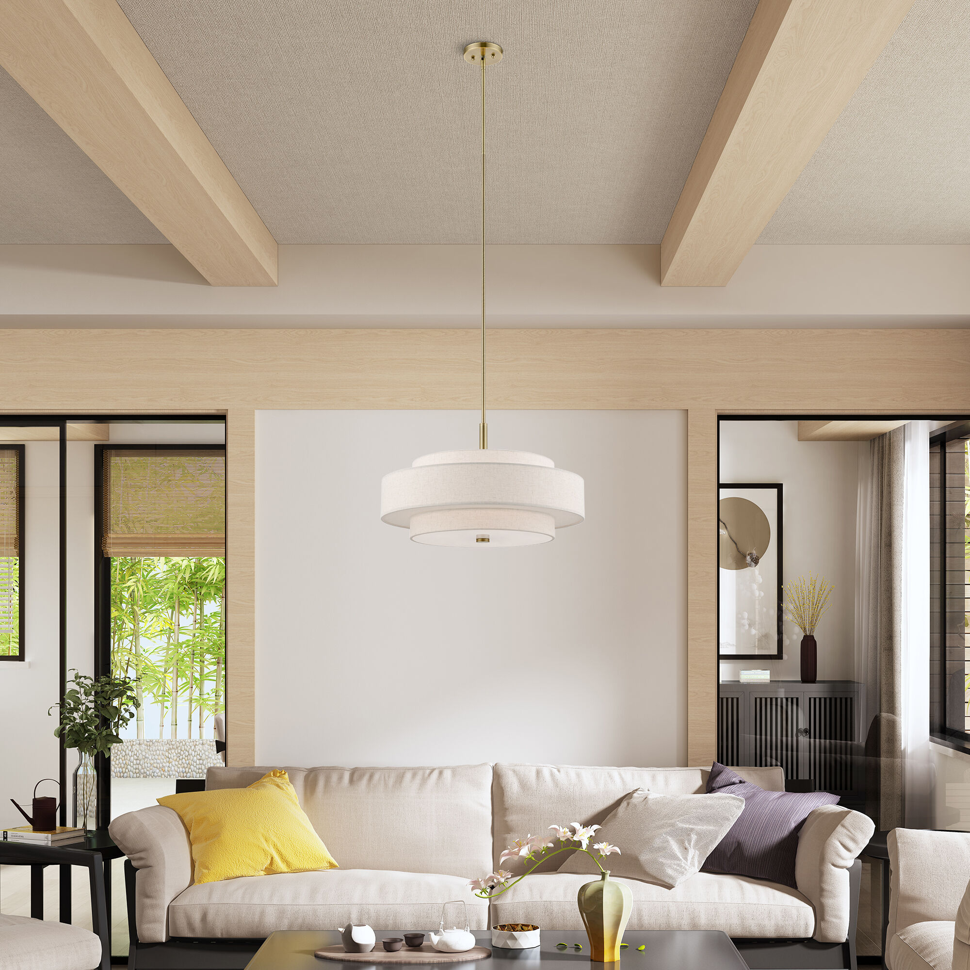 Monroe 5 Light 24 inch Antique Brass Pendant Chandelier Ceiling Light