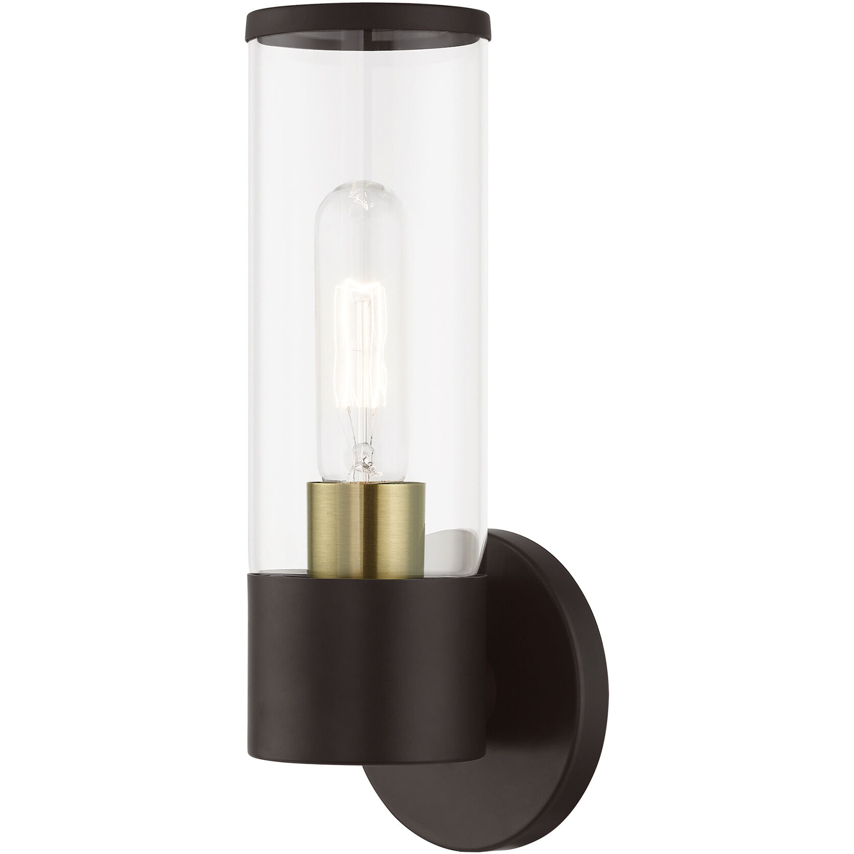 Banca 1 Light 4 inch Bronze with Antique Brass Accent ADA Single Sconce Wall Light, Single