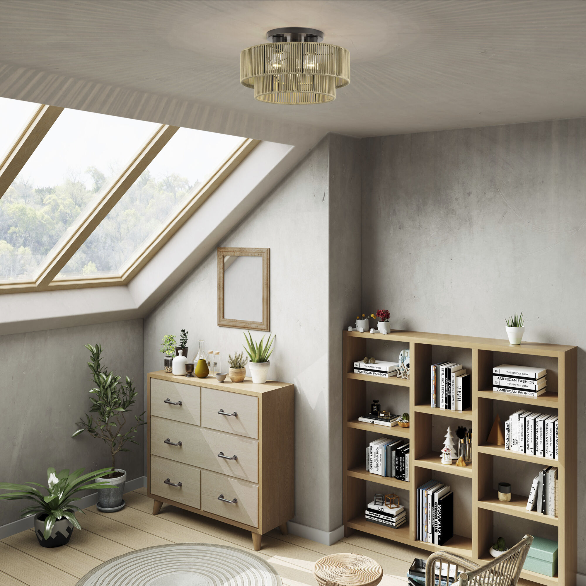 Acordia 3 Light 15 inch English Bronze Semi Flush Mount Ceiling Light, Large