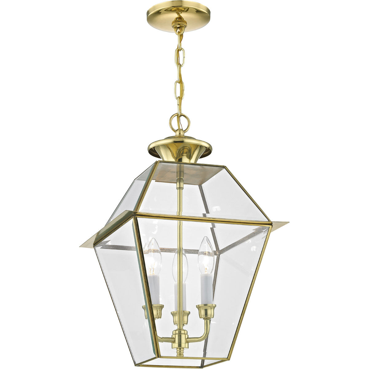 Westover 3 Light 12 inch Polished Brass Outdoor Pendant Lantern