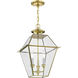 Westover 3 Light 12 inch Polished Brass Outdoor Pendant Lantern