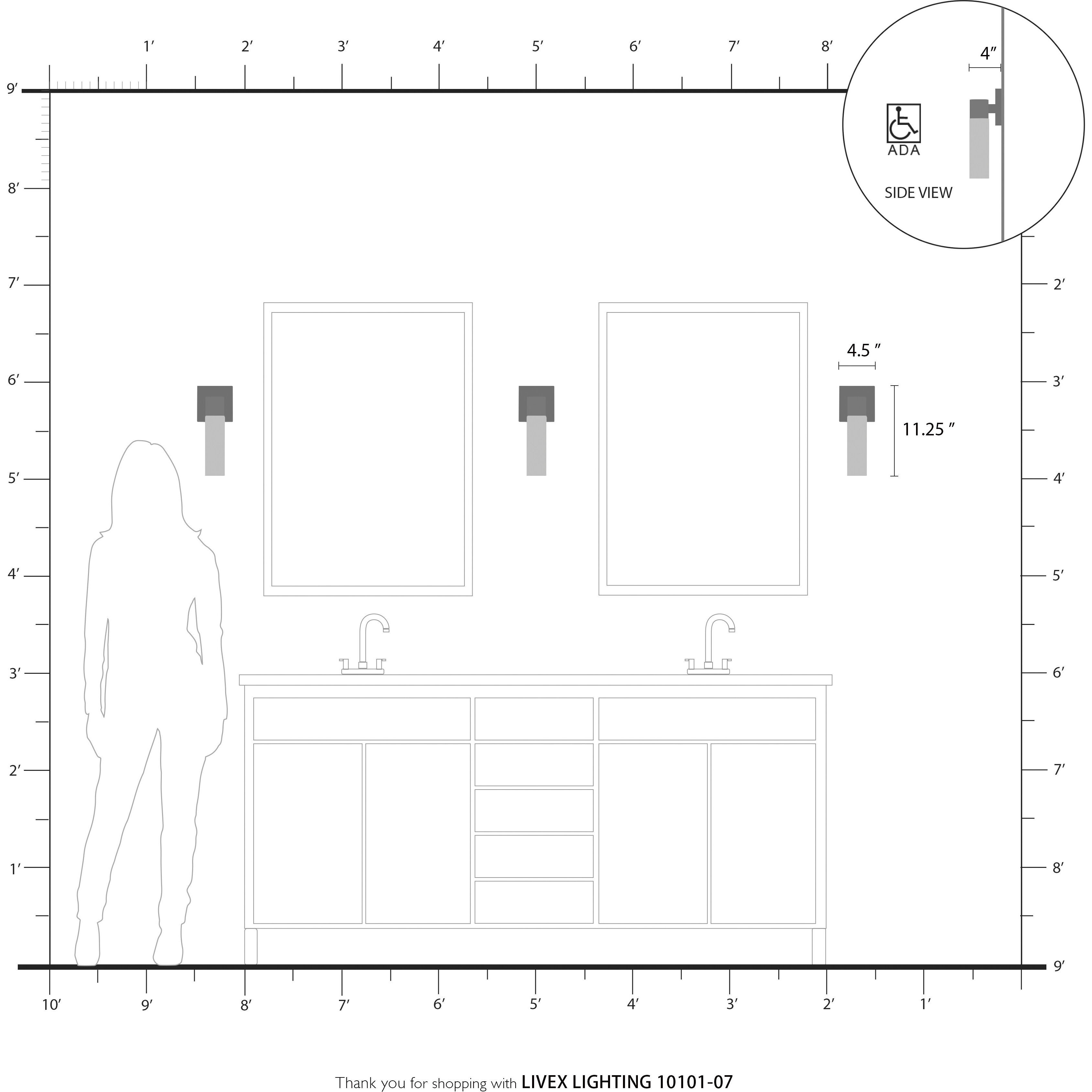 Aero ADA Wall Sconce Wall Light in Bronze with Antique Brass Accent