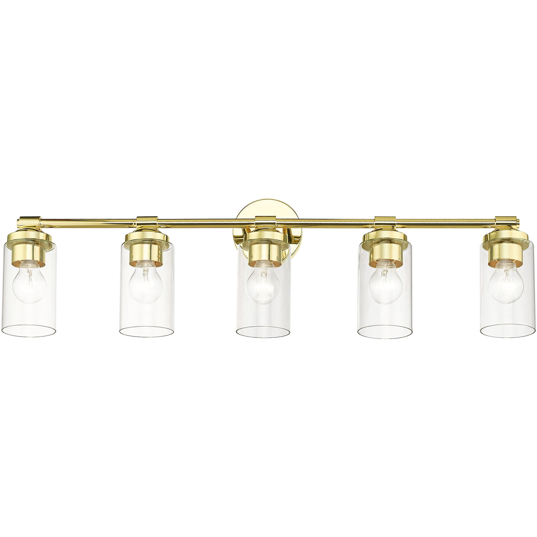 Whittier 5 Light 35 inch Polished Brass Vanity Wall Sconce Wall Light, Large